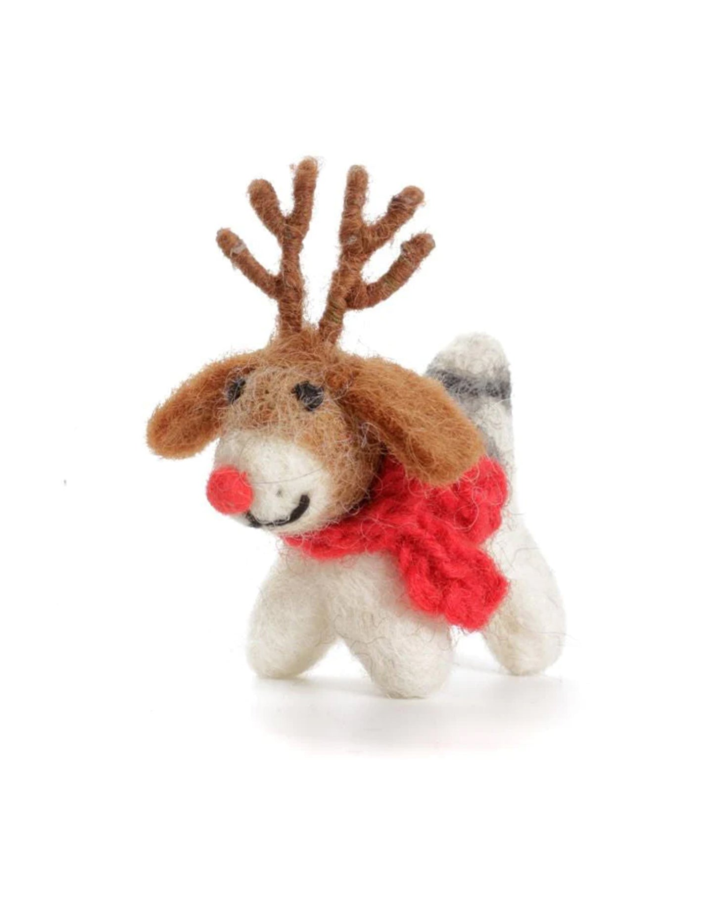 Dog Fox Terrier Antler Felt Tree Decoration