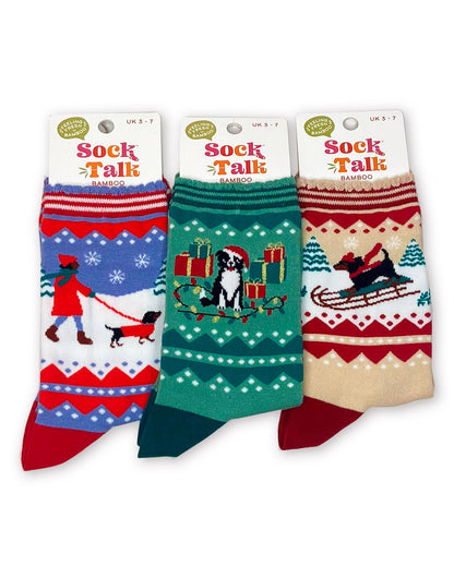 Sock Talk Festive Dogs Bamboo Socks Gift Box Set