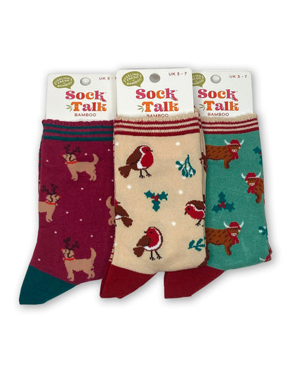 Sock Talk Festive Trio Bamboo Socks Gift Box Set