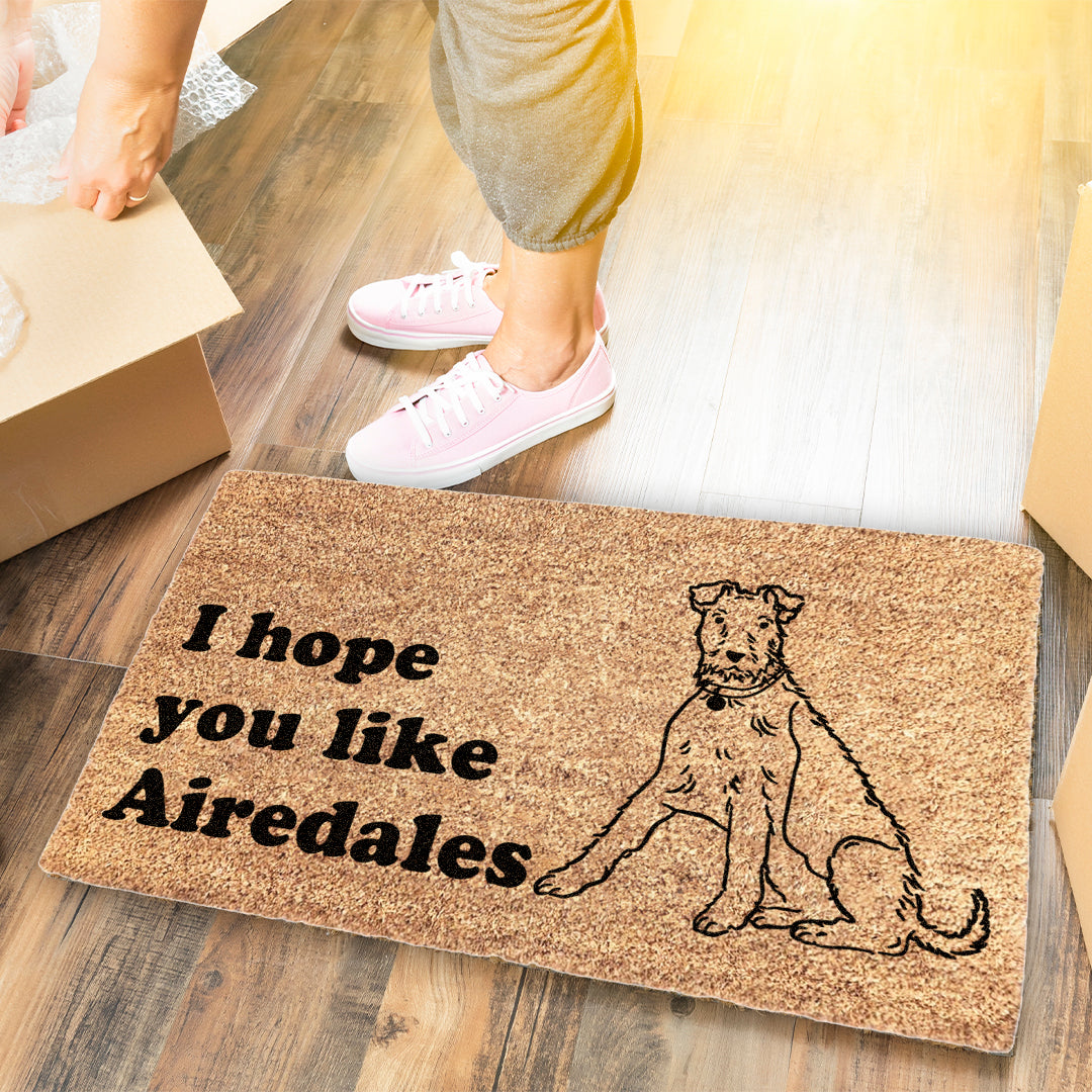 I Hope You Like Airedales Doormat | Poppy Dog Airedale Doormat